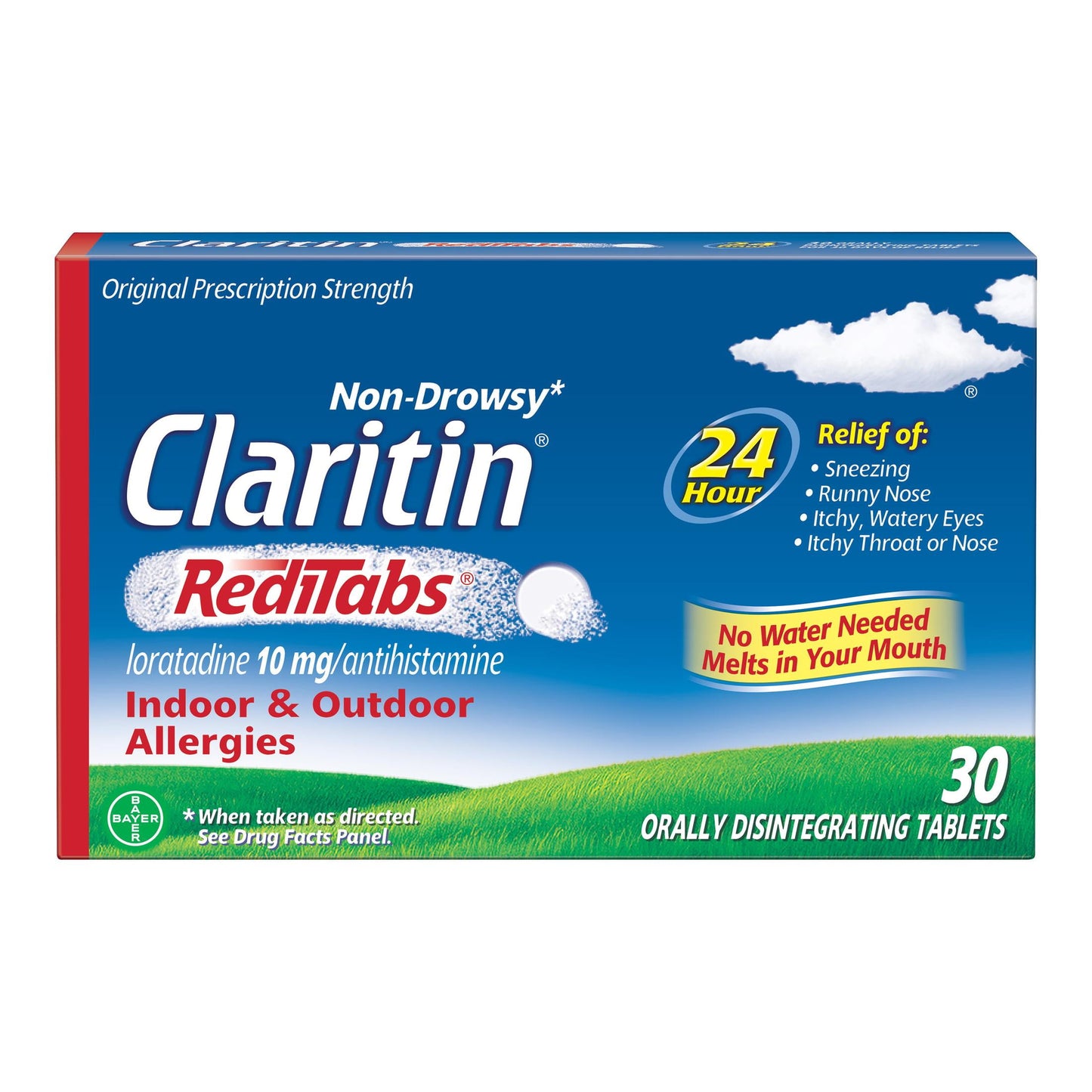 Claritin RediTabs 24 Hour Non-Drowsy Allergy Medicine, Loratadine Antihistamine Tablets, 30 Ct