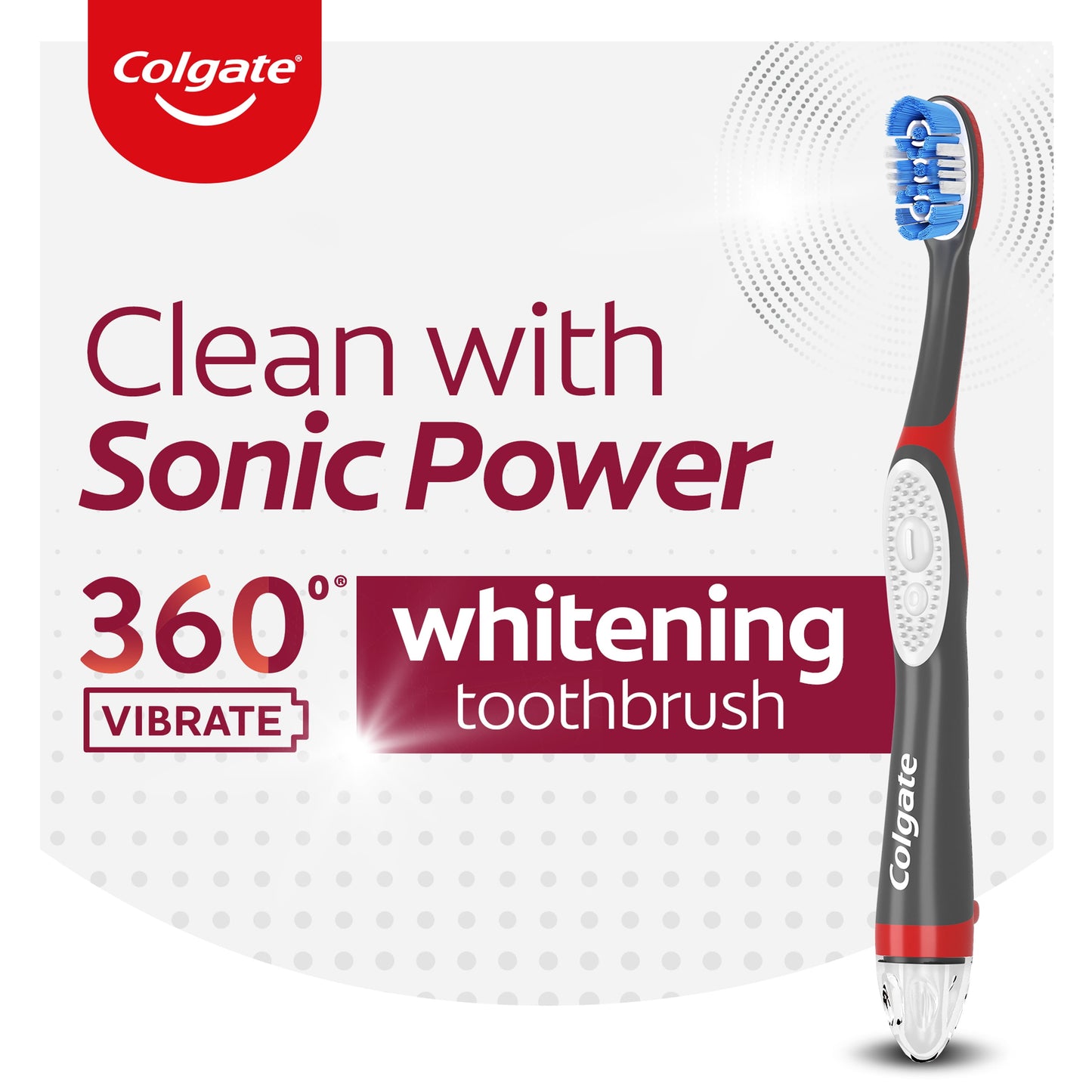 Colgate 360 Vibrate Whitening Battery-Operated Toothbrush, 1 AAA Battery Included, Adult