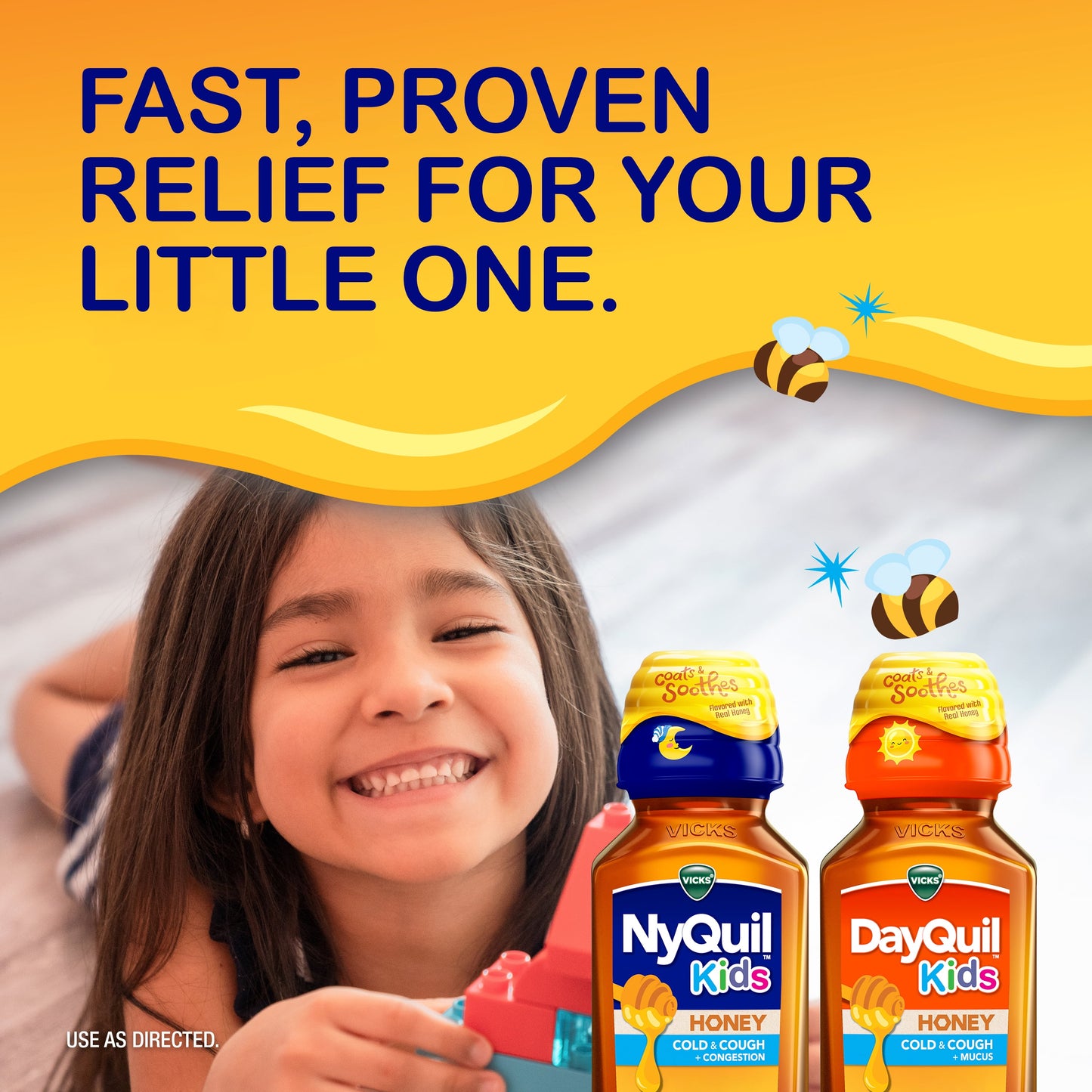 Vicks DayQuil Kids & NyQuil Kids Cold & Cough Relief LIquid, Over-the-Counter Medicine, Honey, 2x8 oz