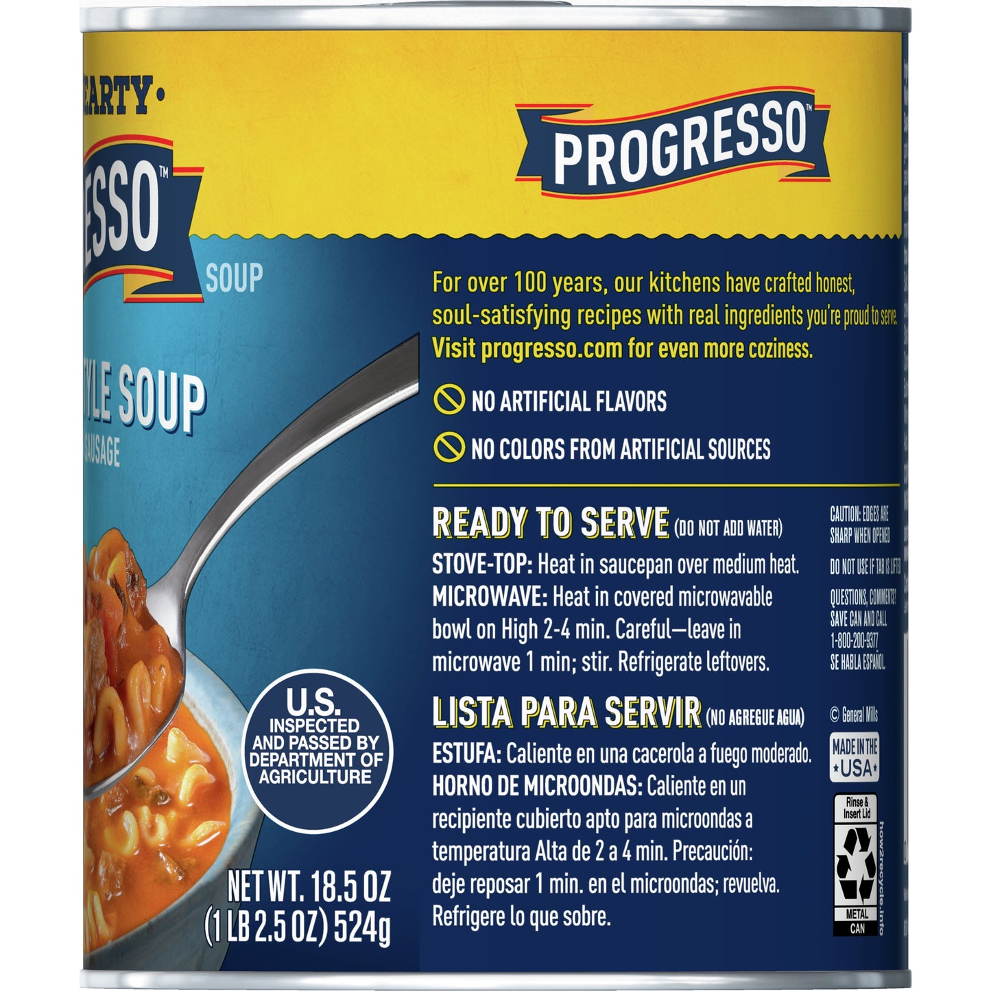 Progresso Rich & Hearty, Lasagna-Style Soup With Italian Sausage, Canned Soup, 18.5 oz.