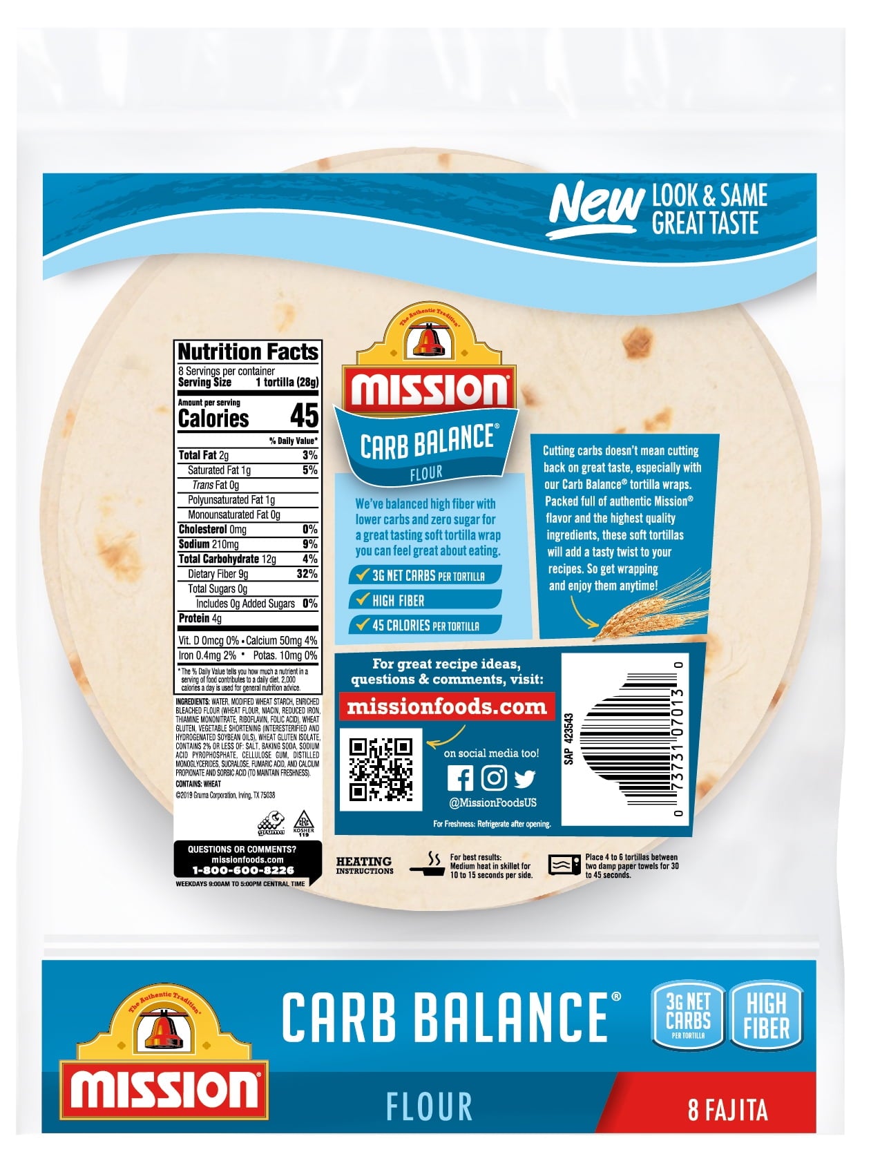 Mission Carb Balance Fajita Flour Tortillas, 8 Count