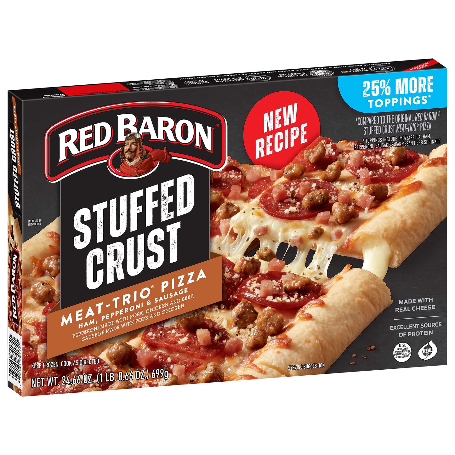 Red Baron Stuffed Crust Meat Trio Frozen Pizza 24.6oz