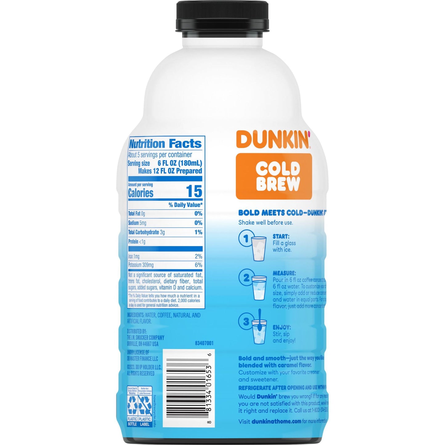 Dunkin Caramel Flavored Cold Brew Coffee Concentrate, 31 Oz.