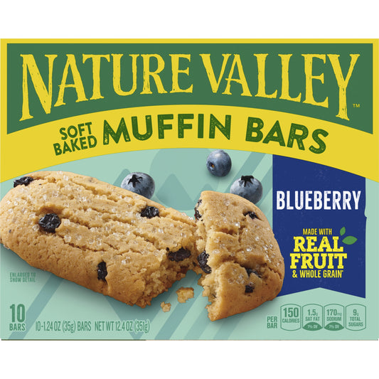 Nature Valley Soft-Baked Muffin Bars, Blueberry, Snack Bars, 10 Bars, 12.4 OZ