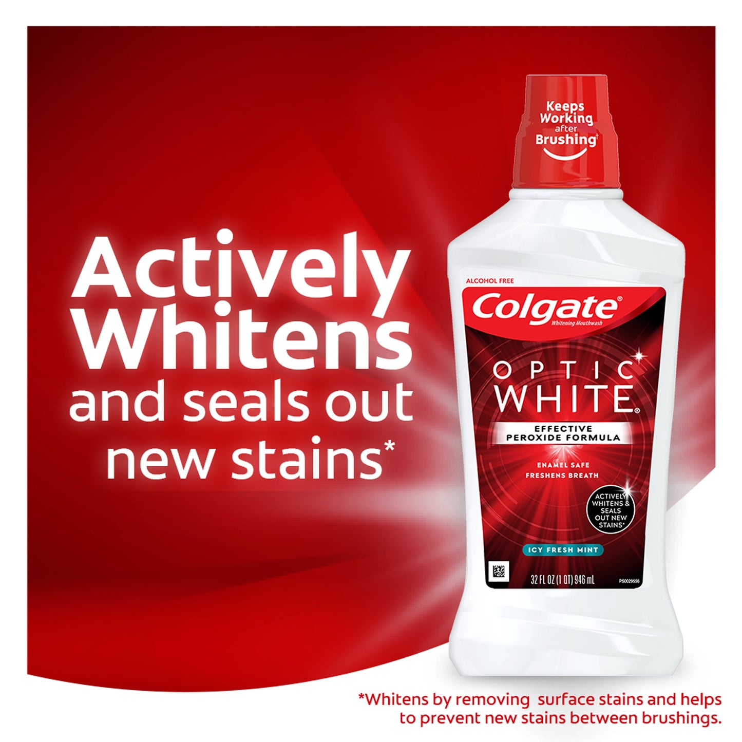 Colgate Optic White Whitening Mouthwash, Fresh Mint 946 mL, 32 fl oz