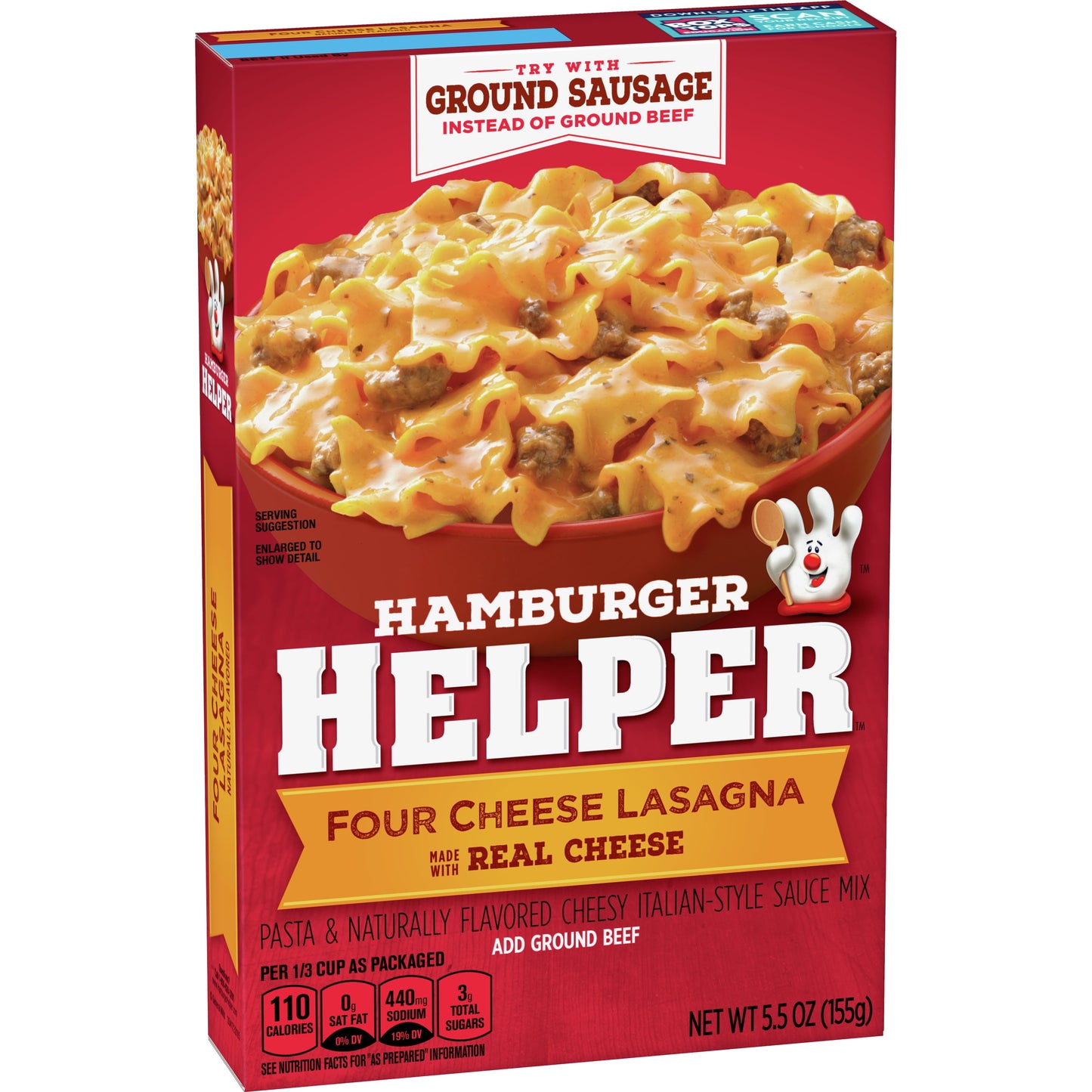 Hamburger Helper, Four Cheese Lasagna, 5.5 oz Box