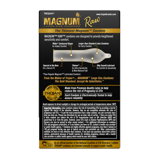 Trojan Magnum Raw Large Size Condoms - 10 Count