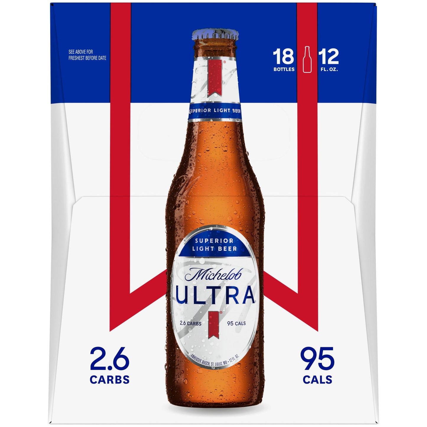 Michelob ULTRA Light Beer, 18 Pack Beer, 12 fl oz Bottles, 4.2% ABV, Domestic