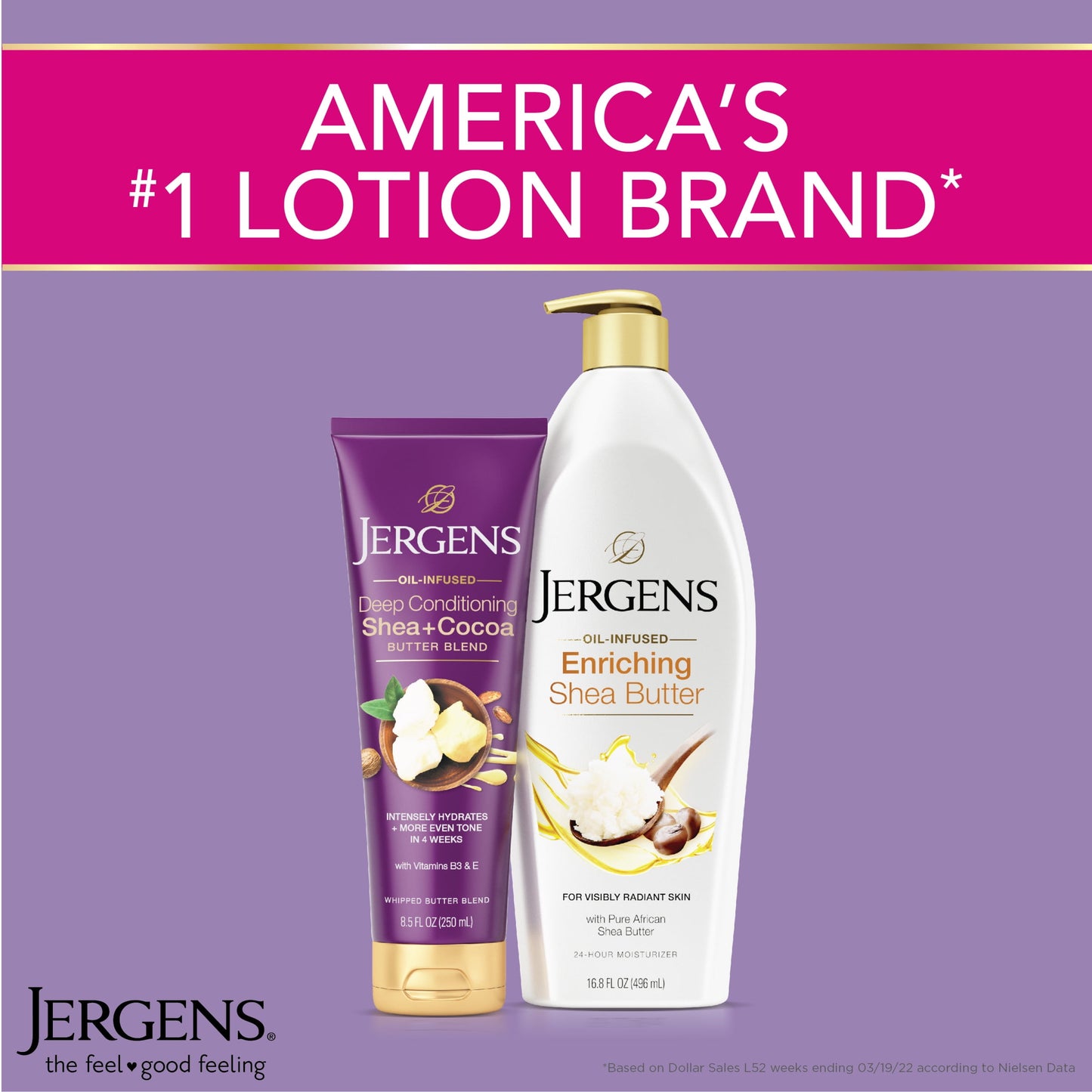 Jergens Hand and Body Lotion, Shea + Cocoa Butter Body Lotion for Dry Skin, Deep Conditioning Moisturizer, with Vitamins E & B3, 8.5 oz