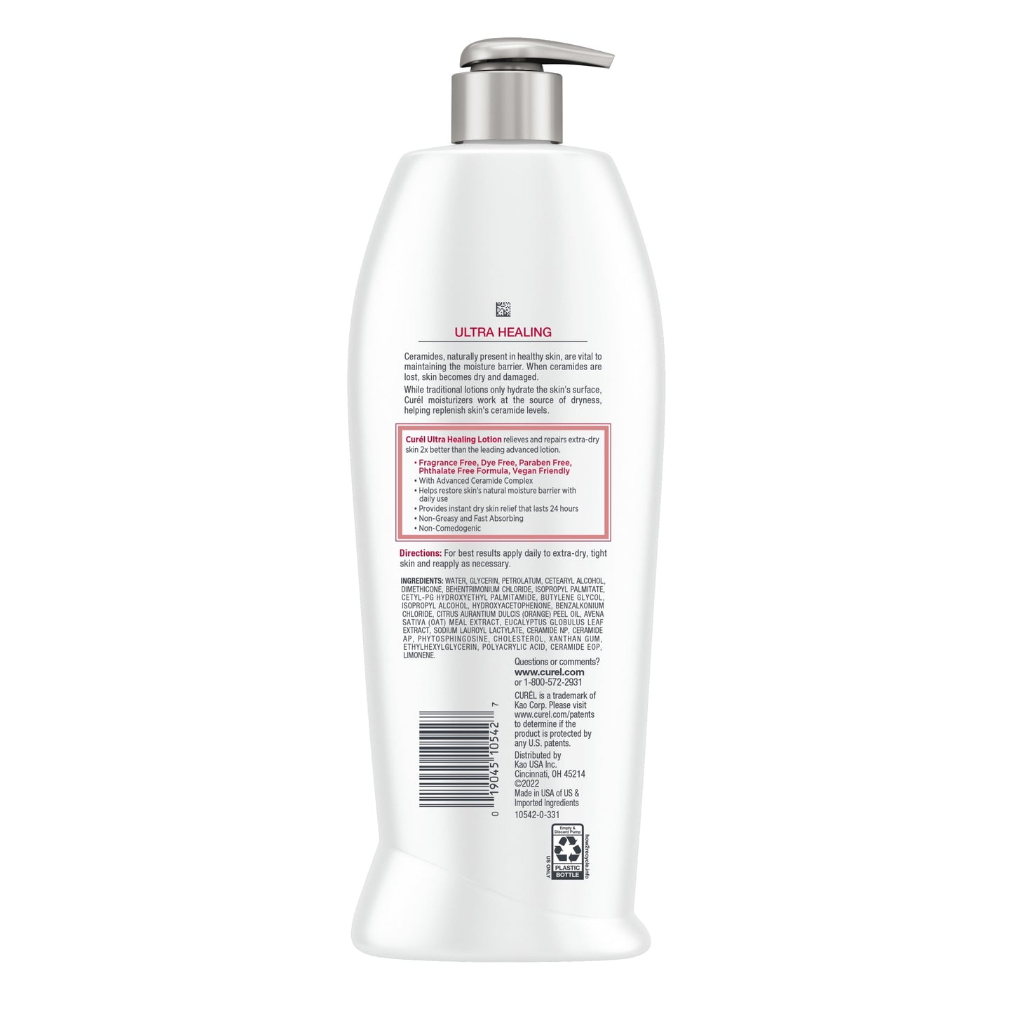 Curel Ultra Healing Intensive Fragrance-Free Lotion For Extra-Dry Skin, Dermatologist Recommended, Ideal for Sensitive Skin, Cruelty Free, Paraben Free 20 Oz