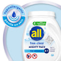 all Mighty Pacs Laundry Detergent Pacs, Free Clear for Sensitive Skin, Unscented and Dye Free, 19 Count