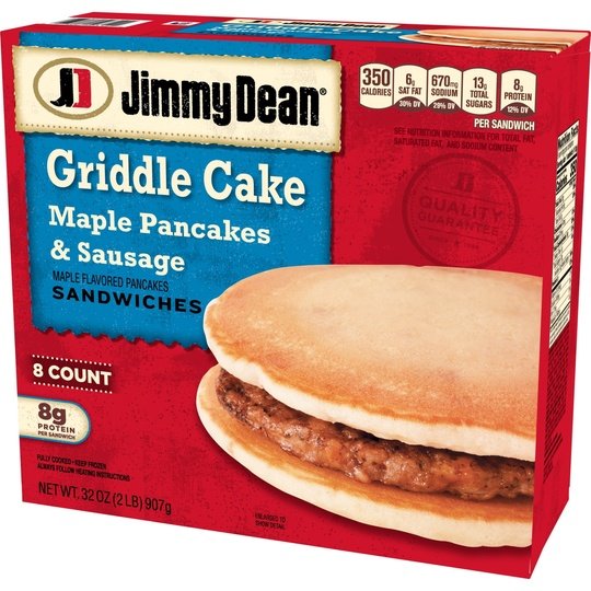 Jimmy Dean Maple Pancakes & Sausage Griddle Cake Sandwich, 32 oz, 8 Count (Frozen)