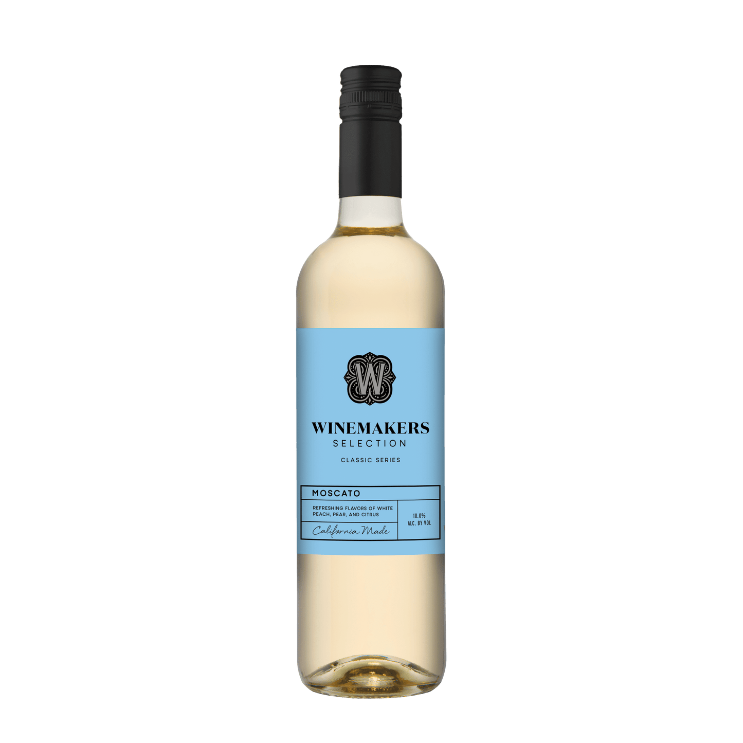 Winemakers Selection Classic Series Moscato California White Wine, 750 ml Glass, ABV 10.00%