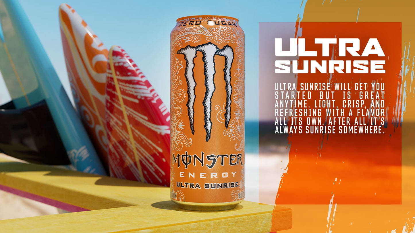 Monster Energy, Ultra Sunrise, Sugar Free Energy Drink, 16 fl oz, Single