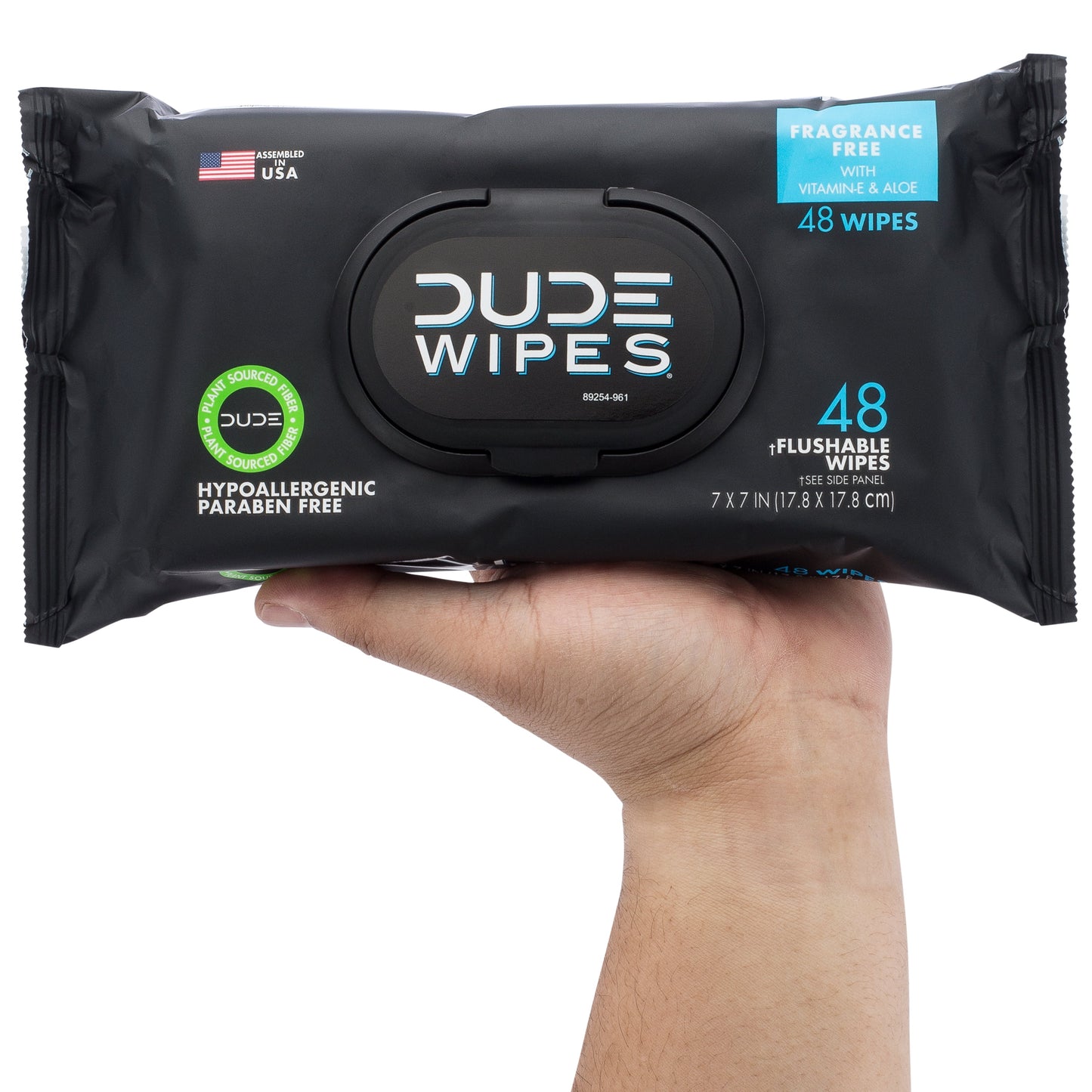 DUDE Wipes Unscented XL Flushable Wipes, 4 Flip-Top Packs, 48 Wipes per Pack, 192 Total Wipes