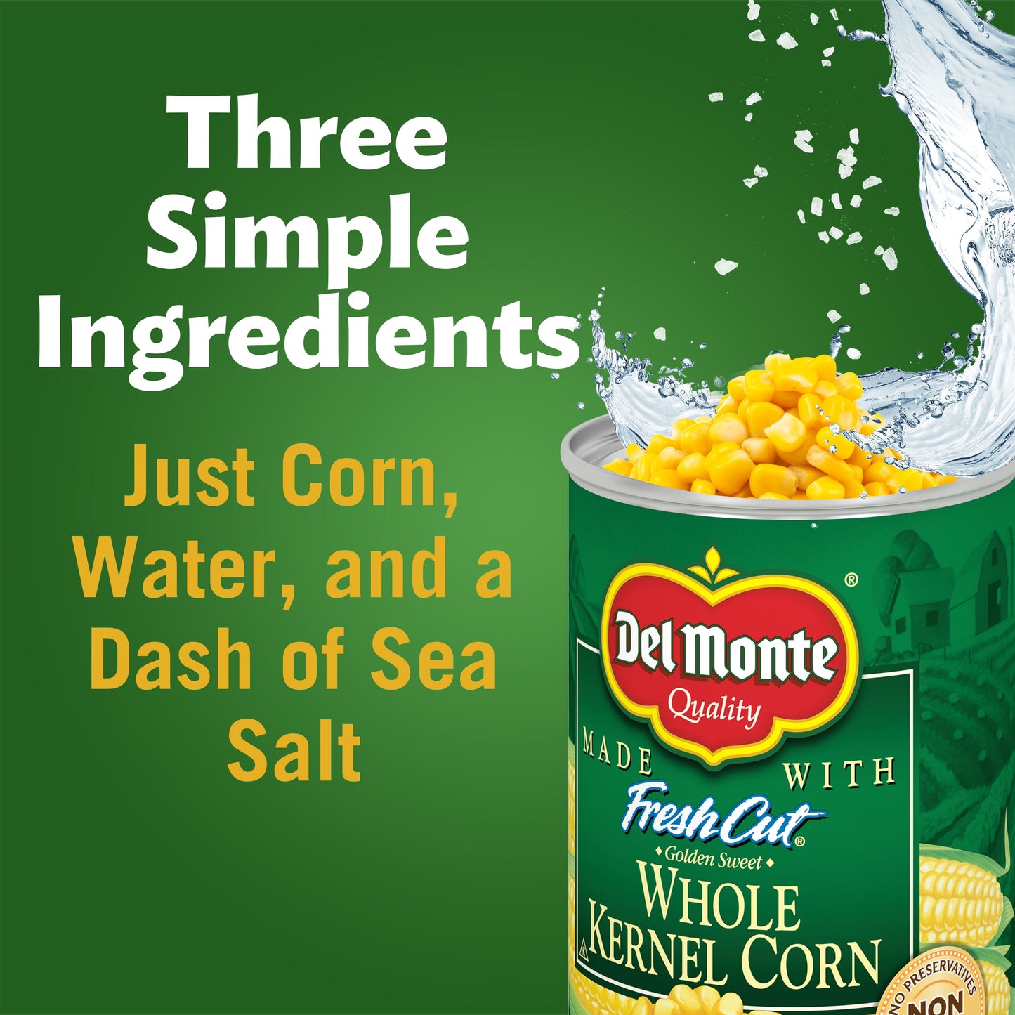 Del Monte Canned Golden Sweet Whole Kernel Corn, 15.25 oz Can