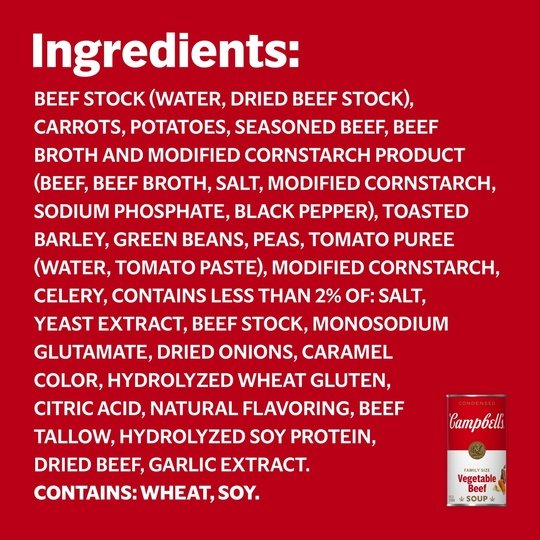 Campbell's Condensed Family Size Vegetable Beef Soup, 23 Ounce Can