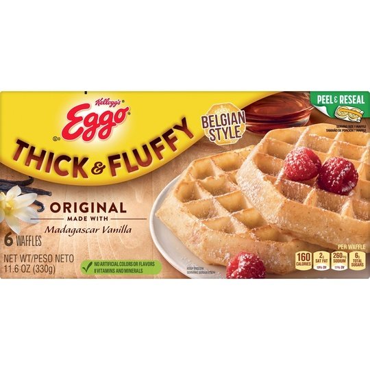 Eggo Thick and Fluffy Original Waffles, 11.6 oz, 6 Count (Frozen)