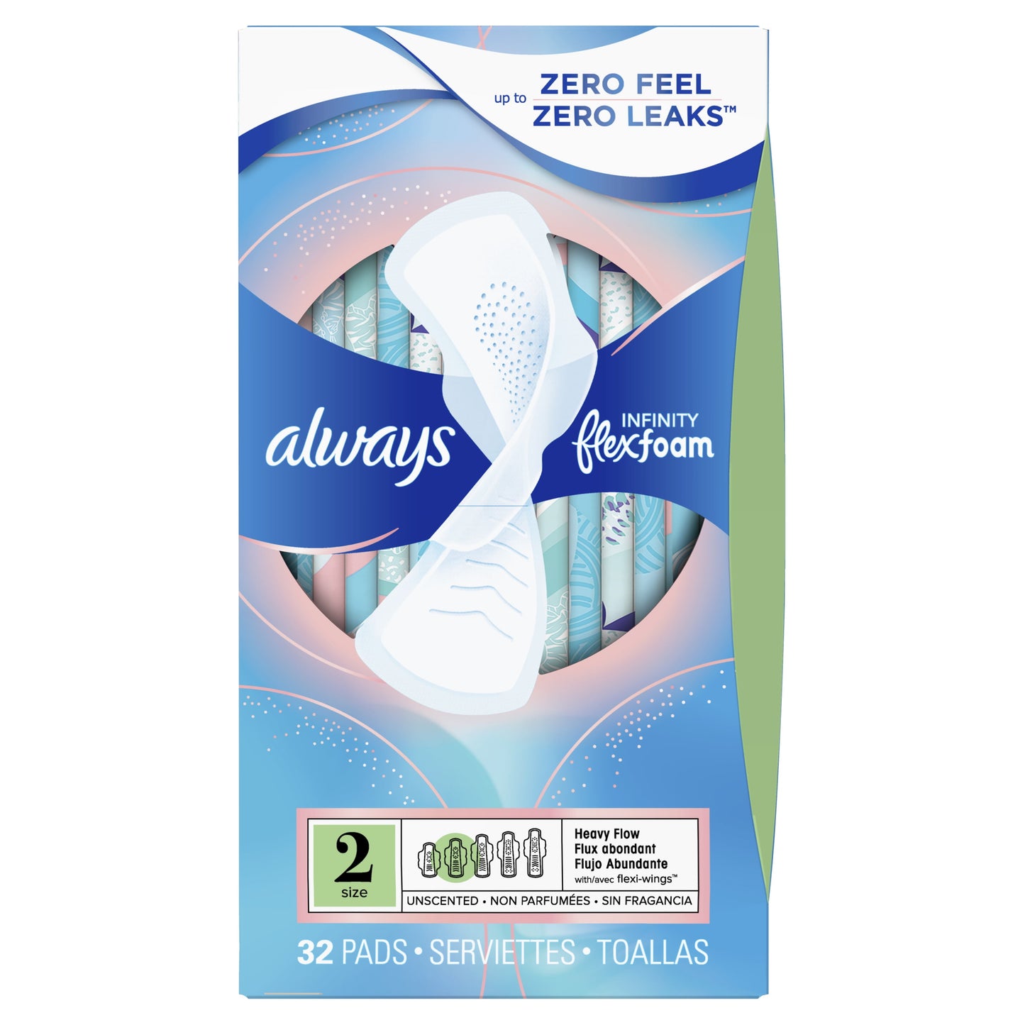 Always Infinity Feminine Pads with wings, Size 3, Extra Heavy Absorbency, unscented, 28 Ct