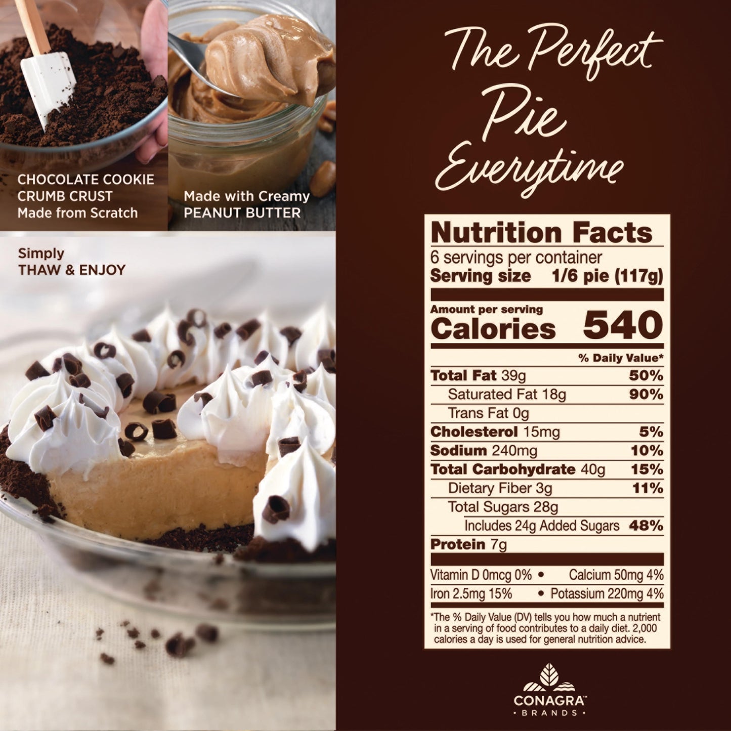 Marie Callender's Peanut Butter Cream Pie Frozen Dessert, 24.8 Ounce