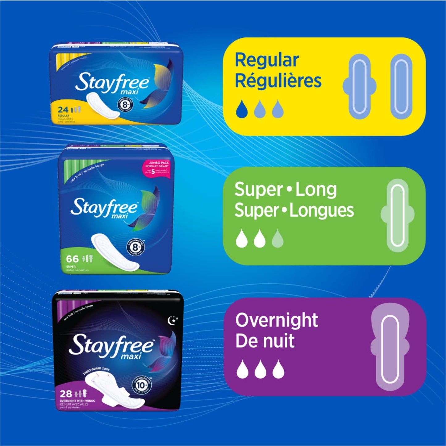 Stayfree Maxi Pads Wingless, Scented, Regular, 66 Ct