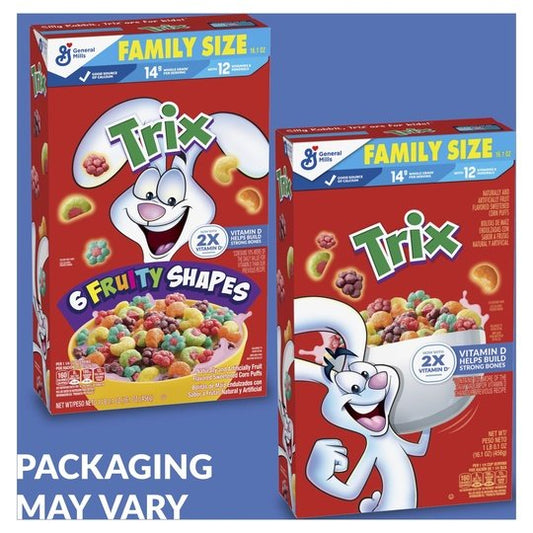 Trix Fruity Breakfast Cereal, 6 Fruity Shapes, Whole Grain, Family Size, 16.1 OZÂ