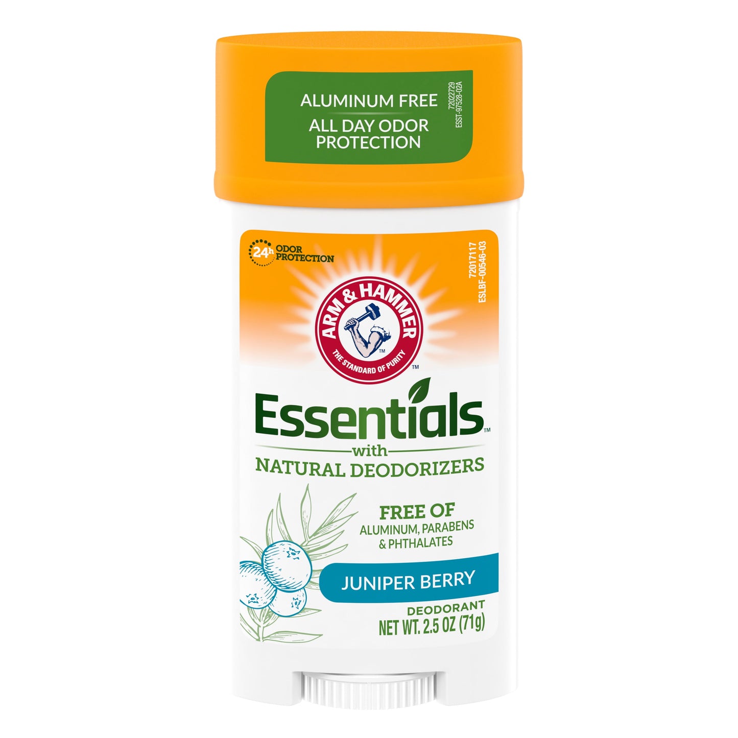 ARM & HAMMER Essentials Deodorant- Clean Juniper Berry- Wide Stick- 2.5oz- Made with Natural Deodorizers- Free From Aluminum, Parabens & Phthalates