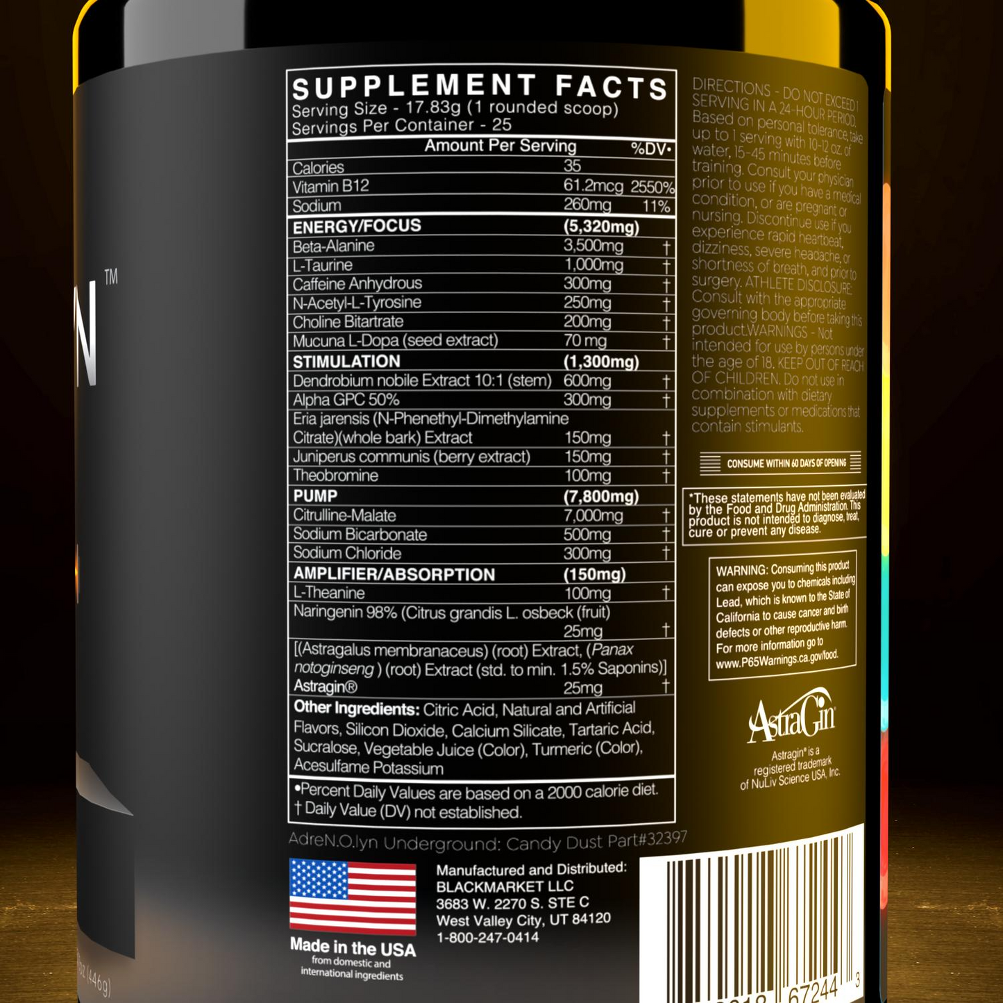 BlackMarket Labs AdreNOlyn Underground 25 Servings