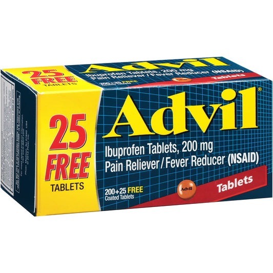 Advil (225 Count) Pain Reliever / Fever Reducer Coated Tablet, 200mg Ibuprofen, Temporary Pain Relief