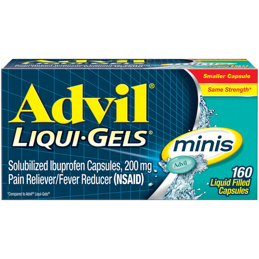 Advil Liqui-Gels Minis Pain and Headache Reliever Ibuprofen, 200 Mg Liquid Filled Capsules, 160 Count