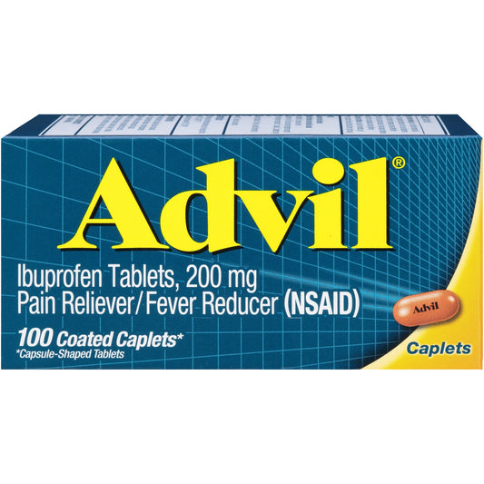 Advil Pain and Headache Reliever Ibuprofen, 200 Mg Coated Caplets, 100 Count