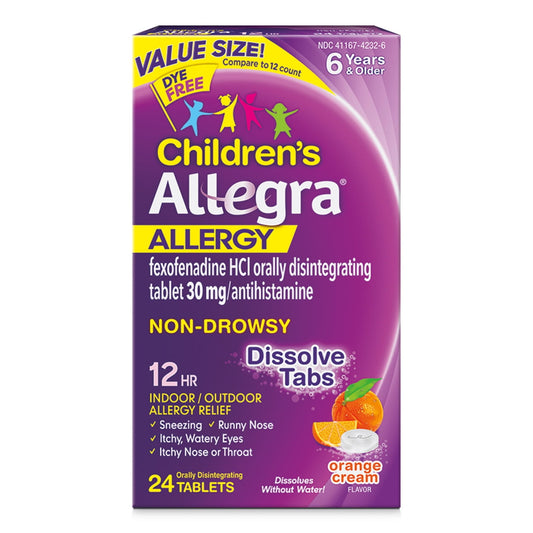 Allegra Children's 12 Hour Non-Drowsy Antihistamine Allergy Relief Medicine 30mg Meltable Tablets 24ct