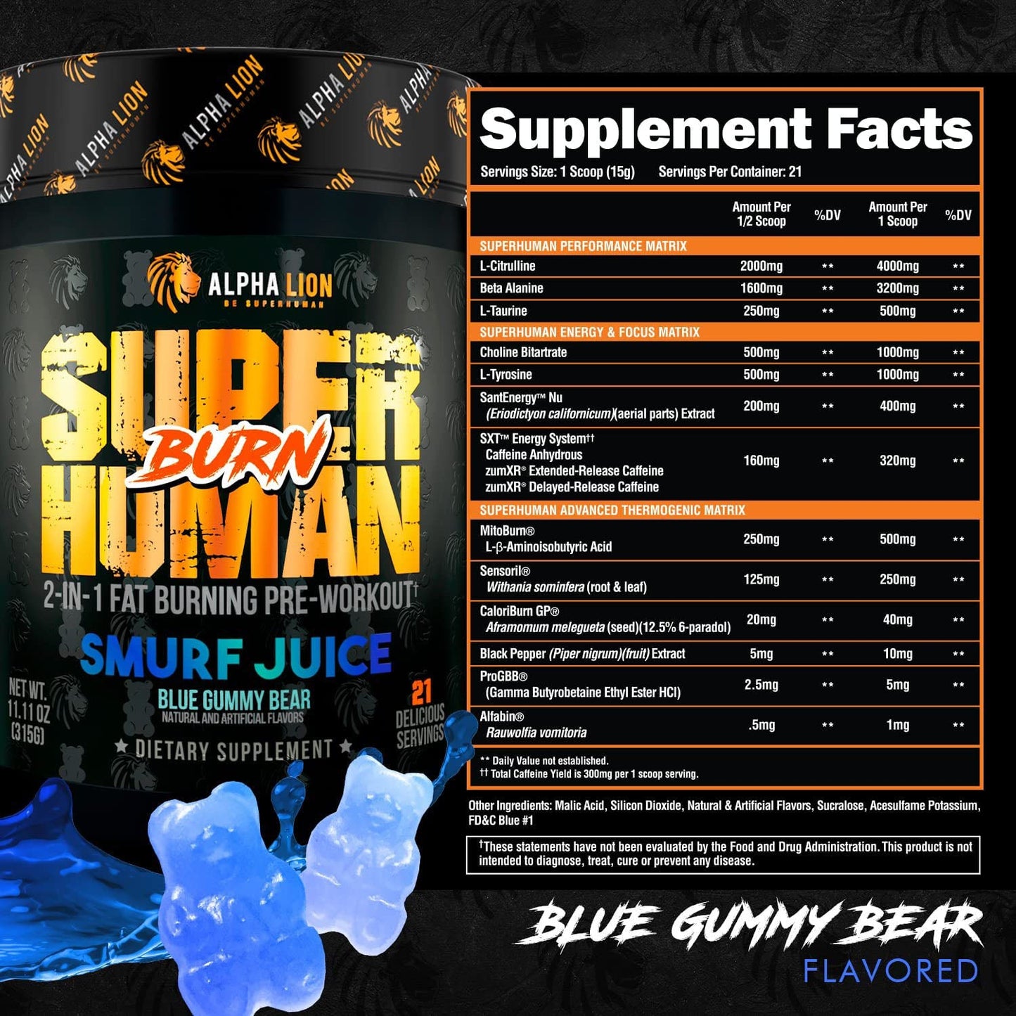 Alpha Lion SuperHuman Burn 21 Servings