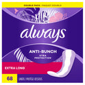 Always Anti-Bunch Xtra Protection Daily Liners Xtra Long Length, 68 Ct