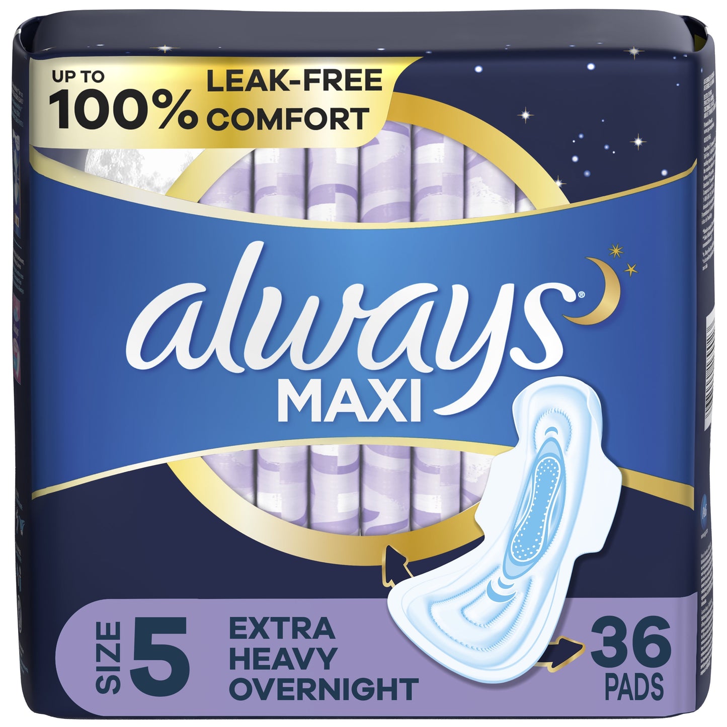 Always Maxi Pads with Wings, Size 5, Extra Heavy Overnight Absorbency, –  instafresh