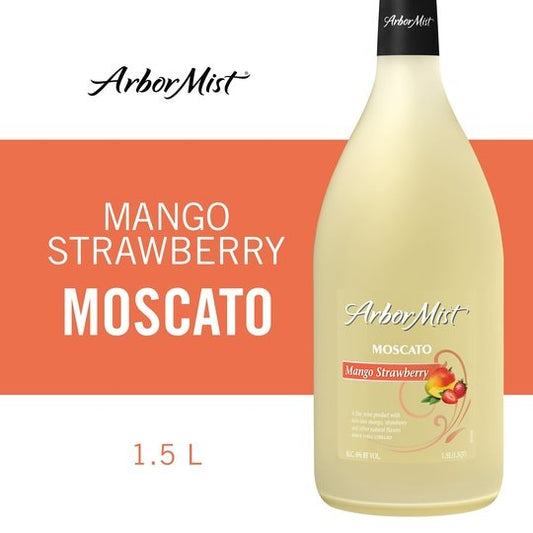Arbor Mist, Mango Strawberry Moscato, Fruit Wine, 1.5 Liter Glass Bottle