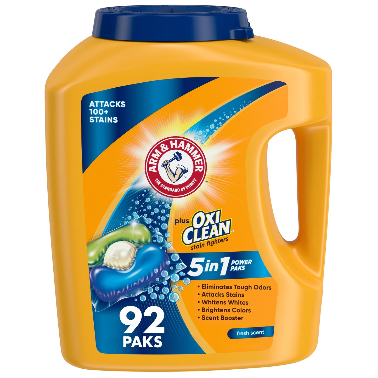 Arm & Hammer Plus OxiClean 5-in-1 Laundry Detergent Power Paks, 92 Count