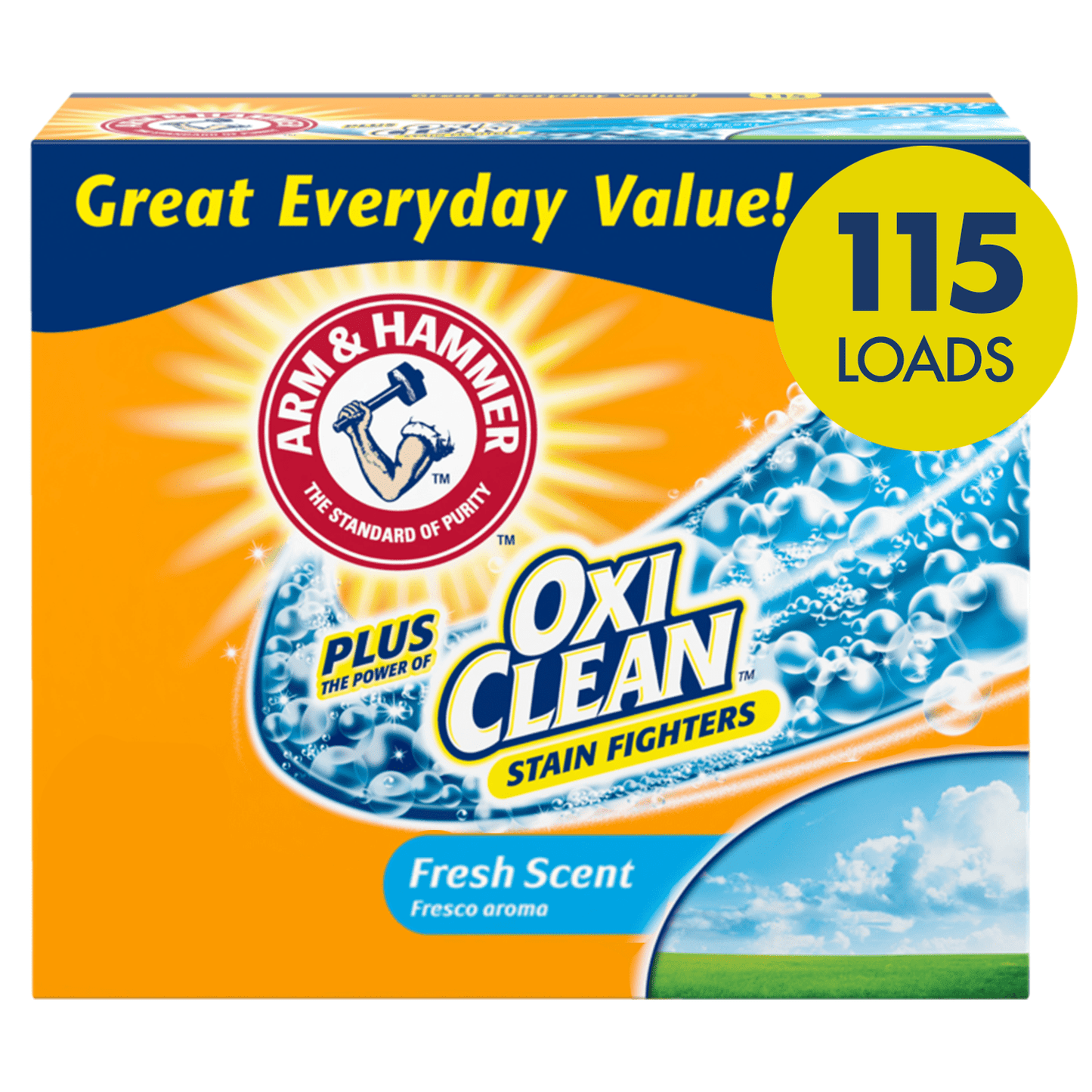 Arm & Hammer Plus OxiClean Powder Laundry Detergent, Fresh Scent, 115 Loads