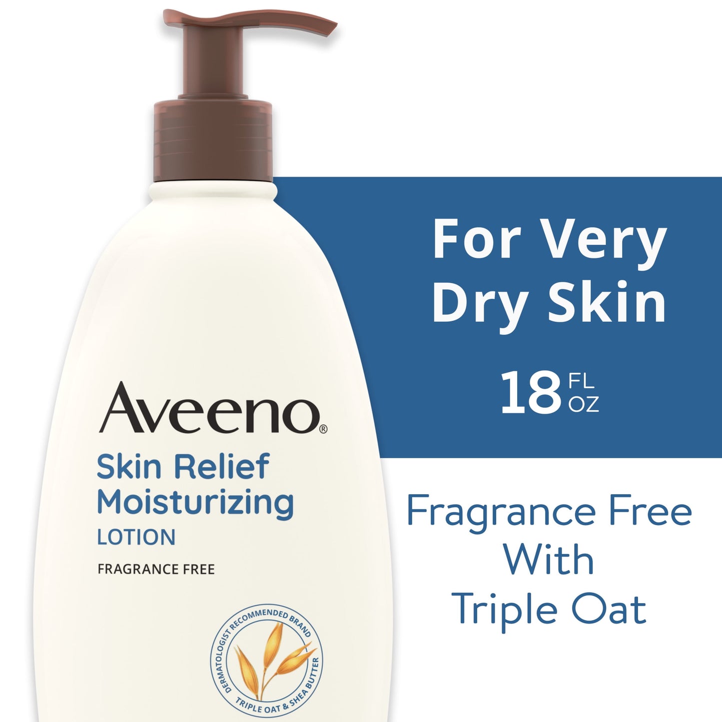 Aveeno Skin Relief Moisturizing Body and Hand Lotion for Dry Skin, Fragrance Free, 18 oz