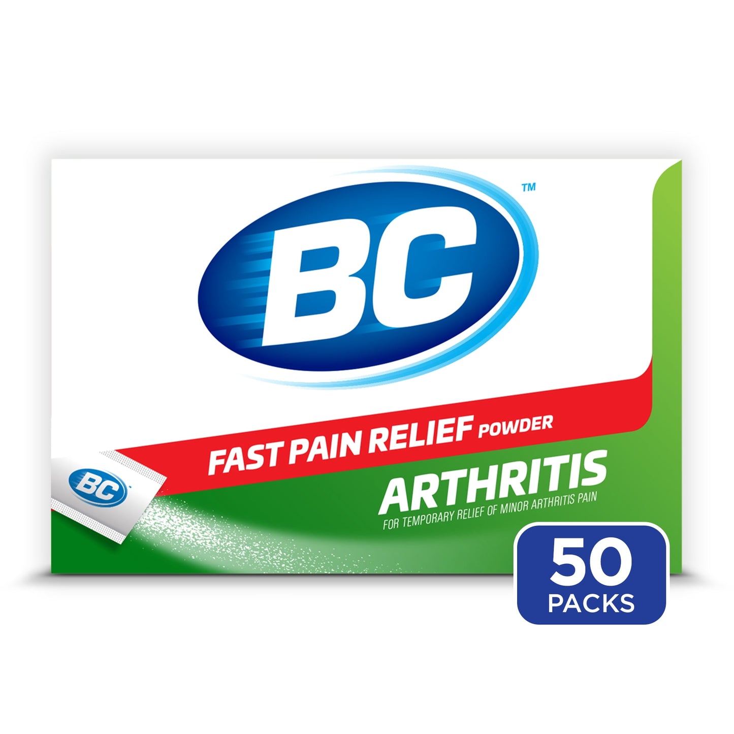 BC Powder Arthritis Pain Reliever, Aspirin Dissolve Packs, 50 Count Powder Packets