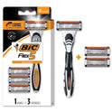 BIC Flex 5 Blade Refillable Men's Razors, 1 Handle and 3 Cartridges, 5 Blades, 4 Pieces
