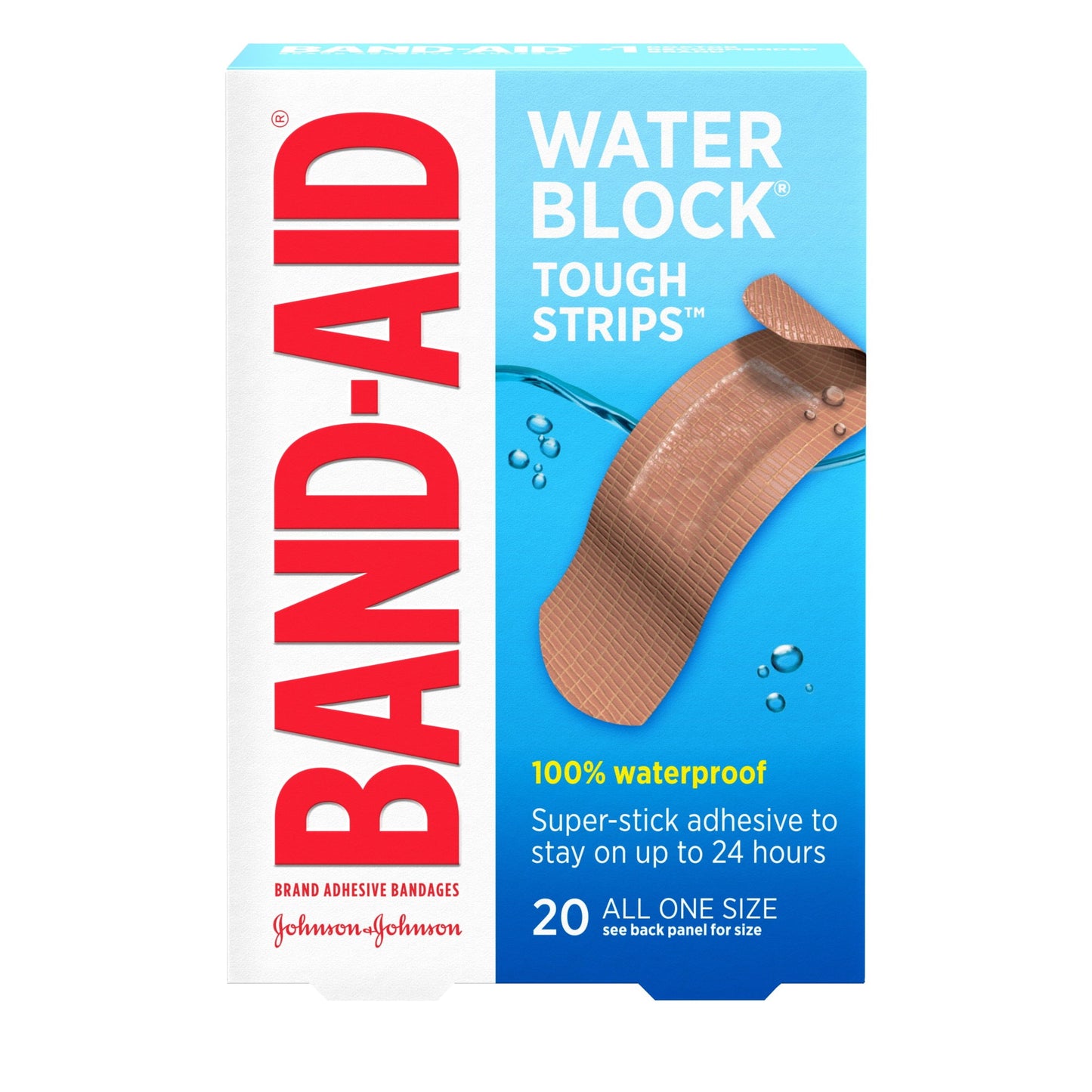 Band-Aid Brand Water Block Tough Sterile Bandages, One Size, 20Ct