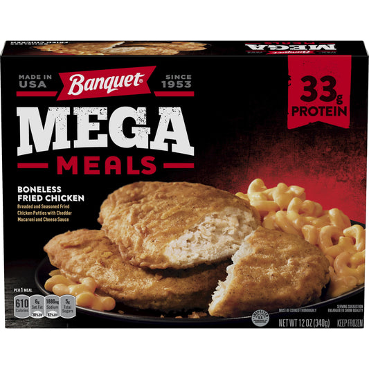 Banquet Mega Meals Boneless Fried Chicken Frozen Dinner, 12 oz (Frozen)