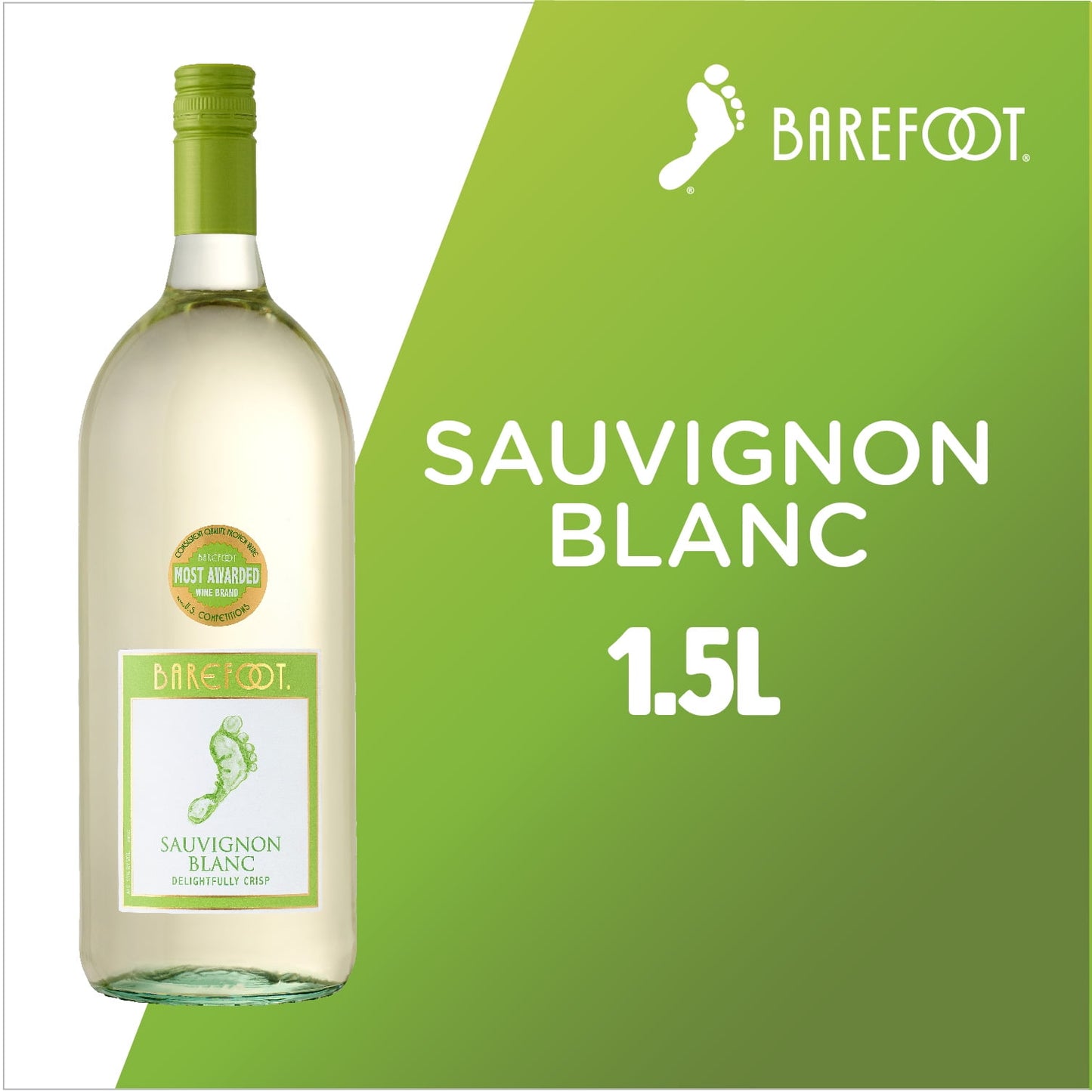 Barefoot Cellars California Sauvignon Blanc White Wine, 1.5 Liter Glass Bottle