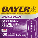 Bayer Back & Body Extra Strength Pain Reliever Aspirin w Caffeine, 500mg Coated Tablets, 100 Count