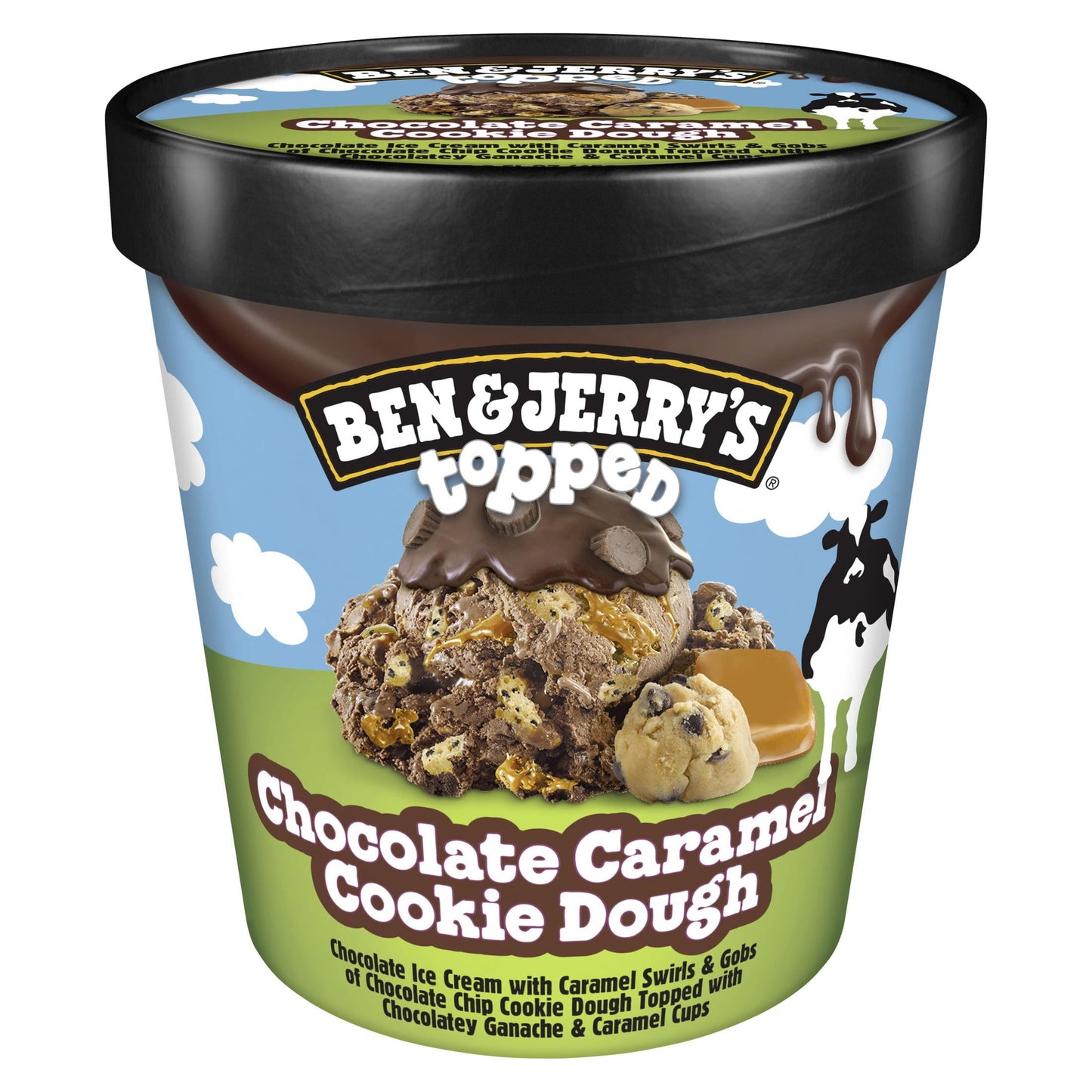 Ben & Jerry's top Chocolate Caramel Cookie Dough Ice Cream, 16 oz