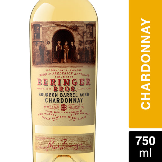 Beringer Bros. Bourbon Barrel Aged California Chardonnay White Wine, 750ml Bottle, 14.5% ABV
