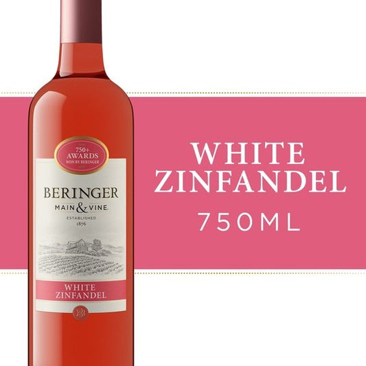 Beringer Main & Vine White Zinfandel California Collection Rose Wine, 750 ml Glass, ABV 12.00%