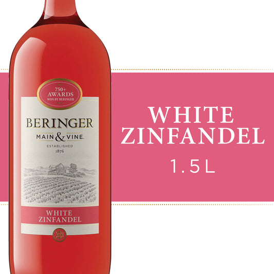 Beringer Main & Vine White Zinfandel California Rose Wine, 1.5 L Glass, ABV 13.00%