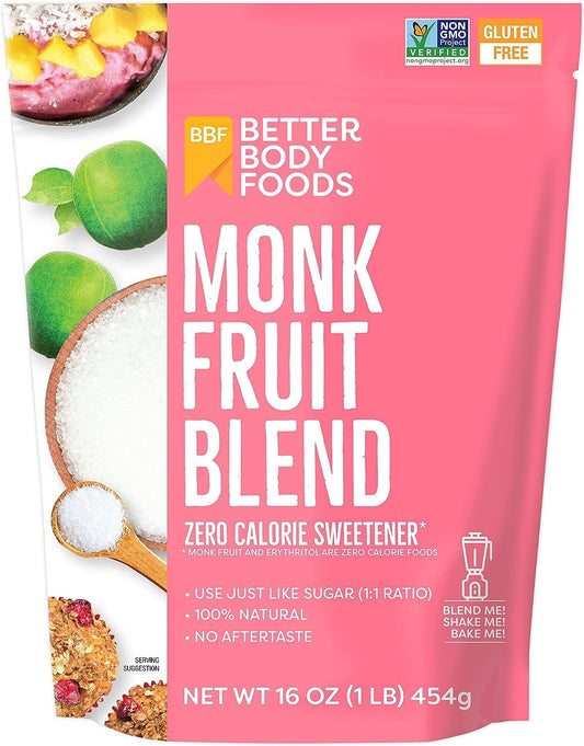 BetterBody Foods Monk Fruit Blend, Zero Calorie Sweetener, 1lb